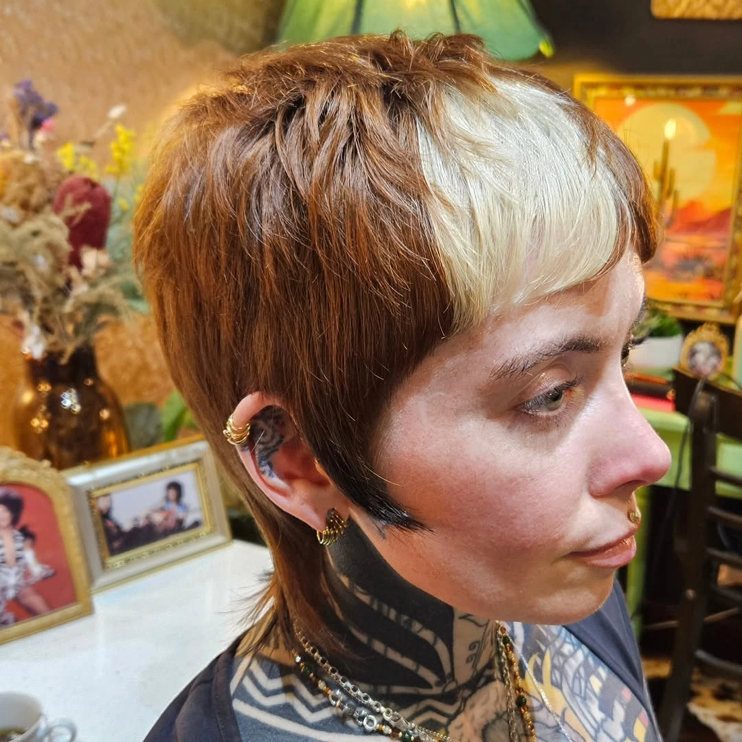 fall short haircuts 2026 Modern Bowl Pixie With Graphic Blonde Contrast
