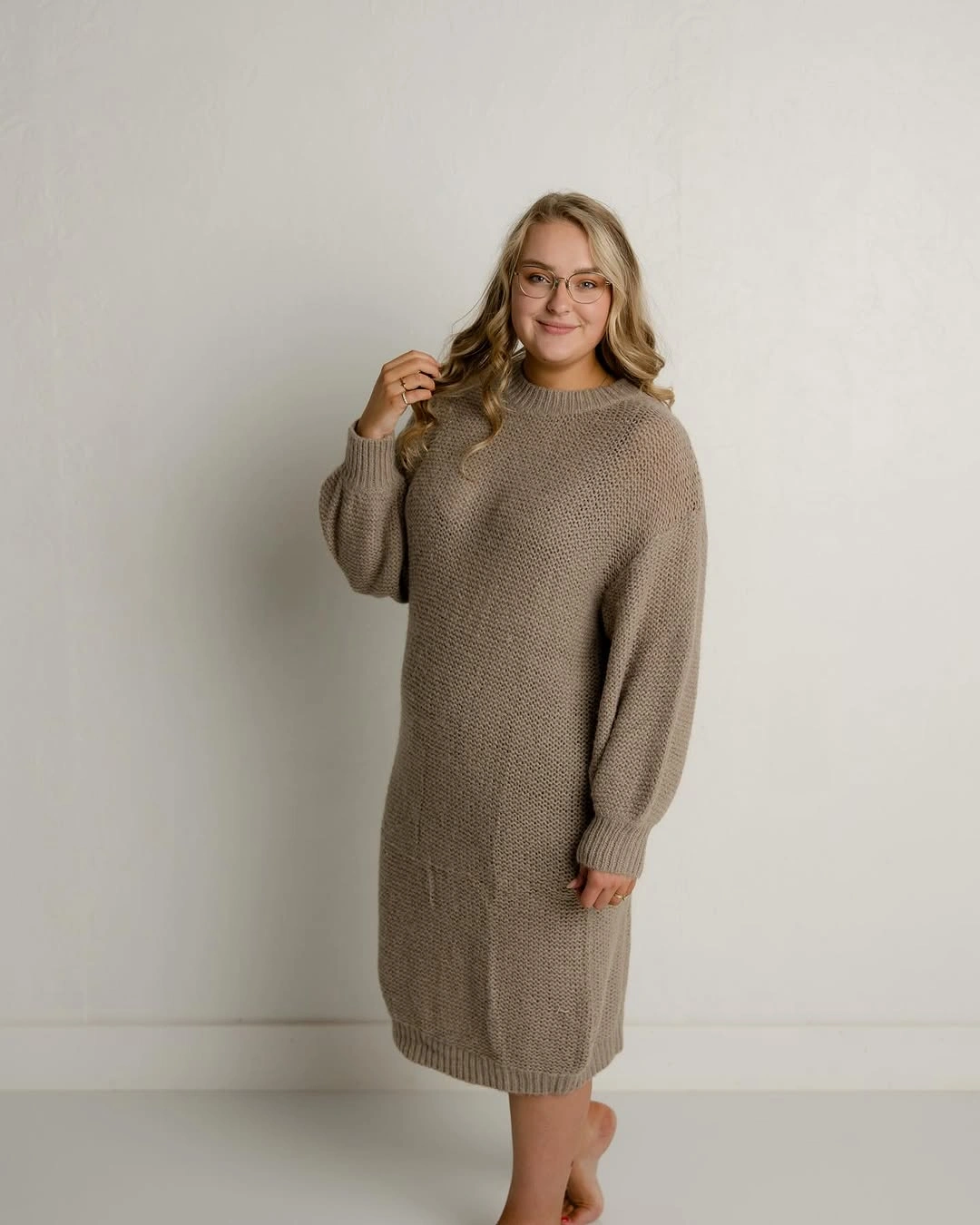 fall sweater dress outfits 2026 Chunky Taupe Knit Dress That Prioritizes Comfort