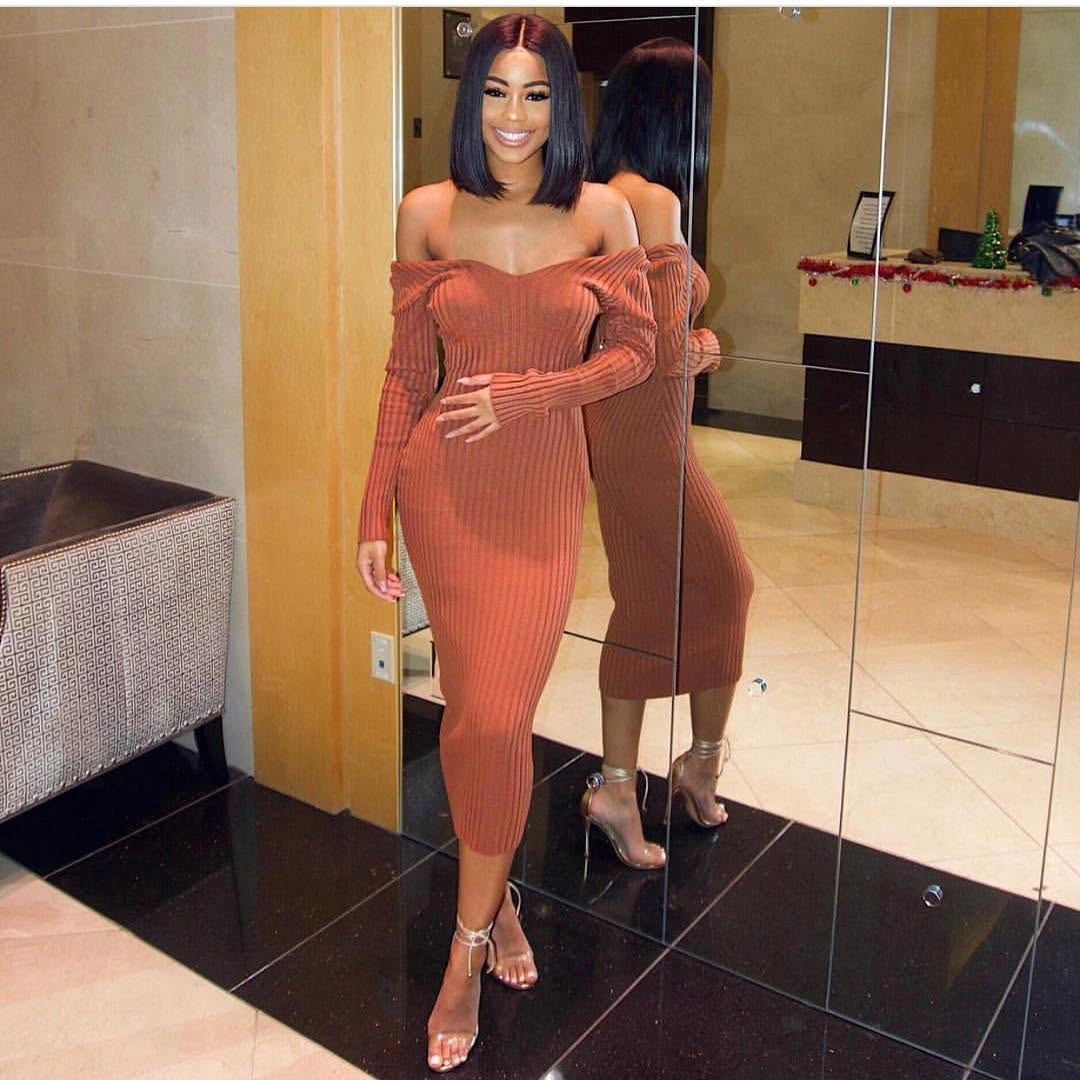 fall sweater dress outfits 2026 Off-the-Shoulder Knit Dress for a Chic Fall Evening