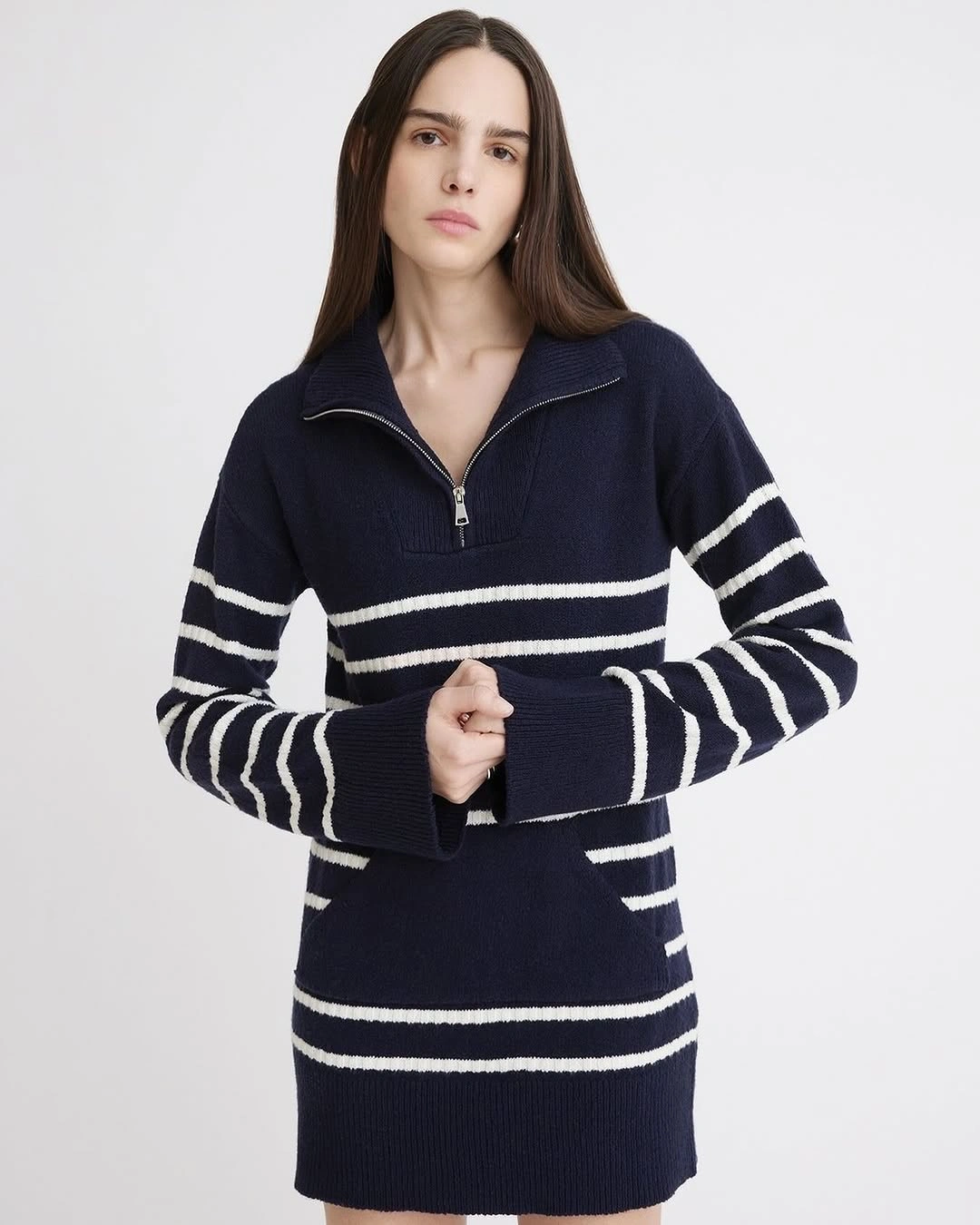 fall sweater dress outfits 2026 Sporty Striped Sweater Dress With Everyday Appeal