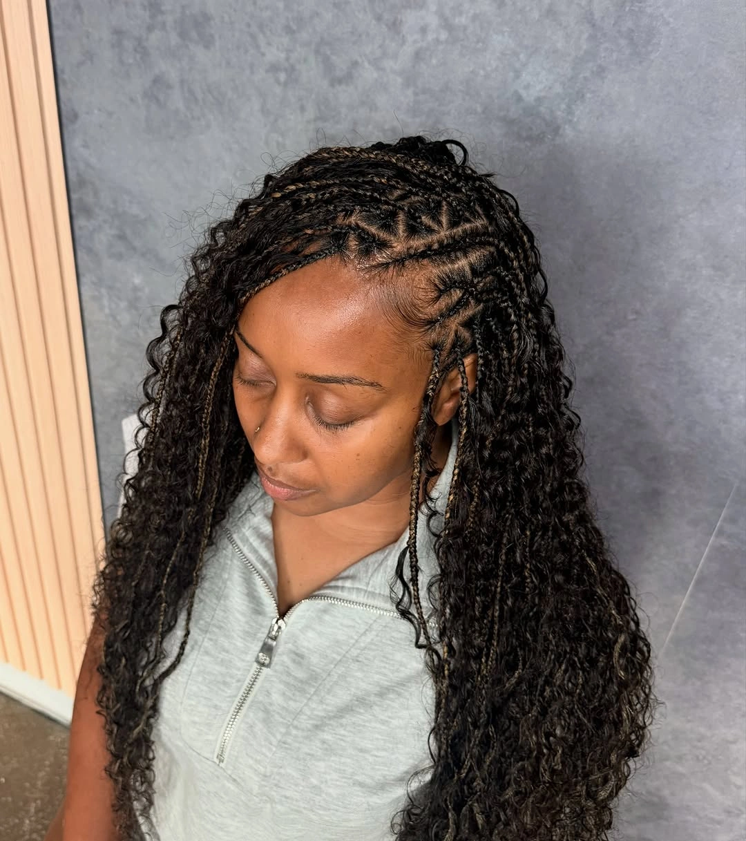 feed in braid hairstyles Soft Curly Feed-In Braids With Romantic Texture