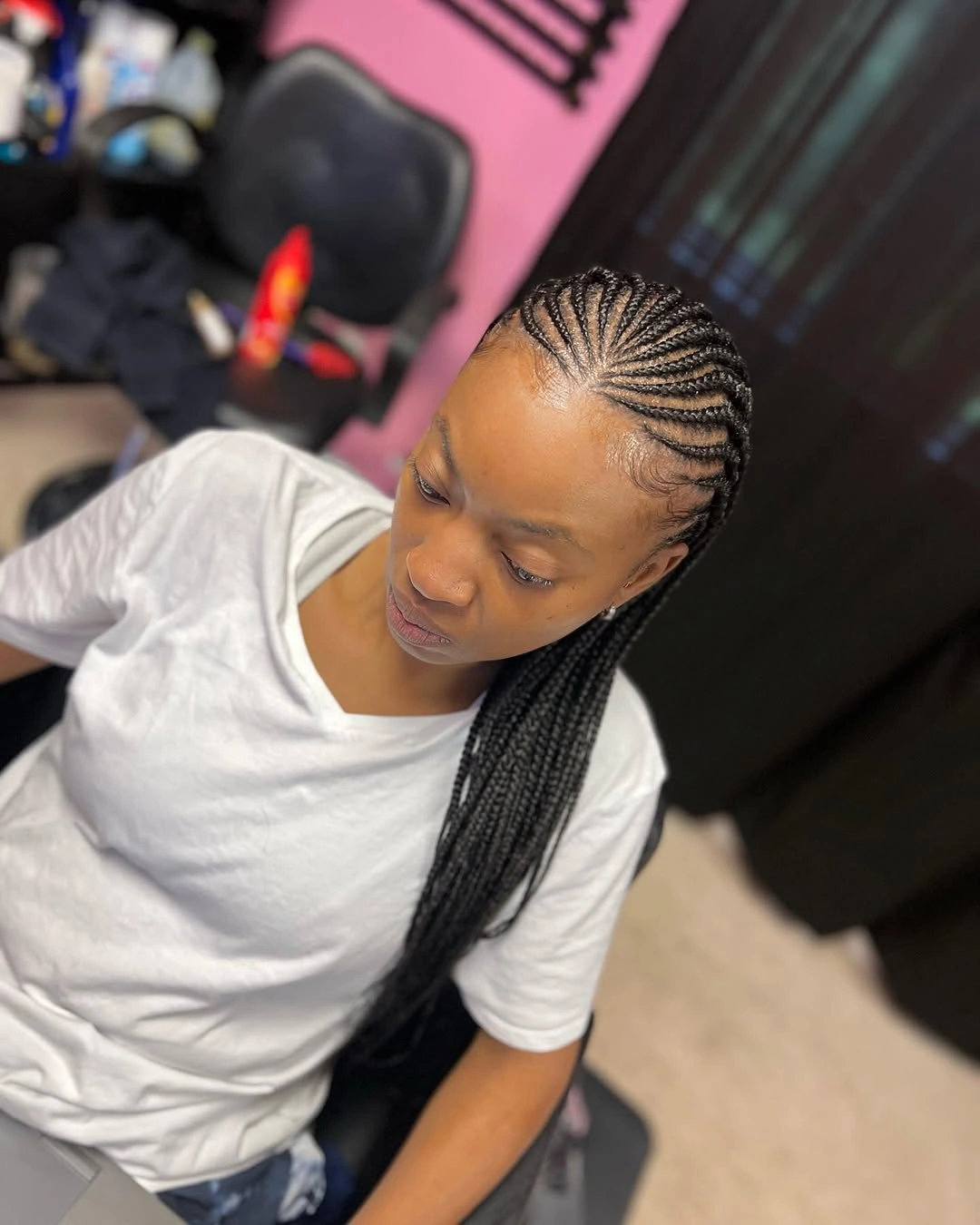 feed in braid hairstyles Fine Straight-Back Feed-In Braids With Everyday Elegance