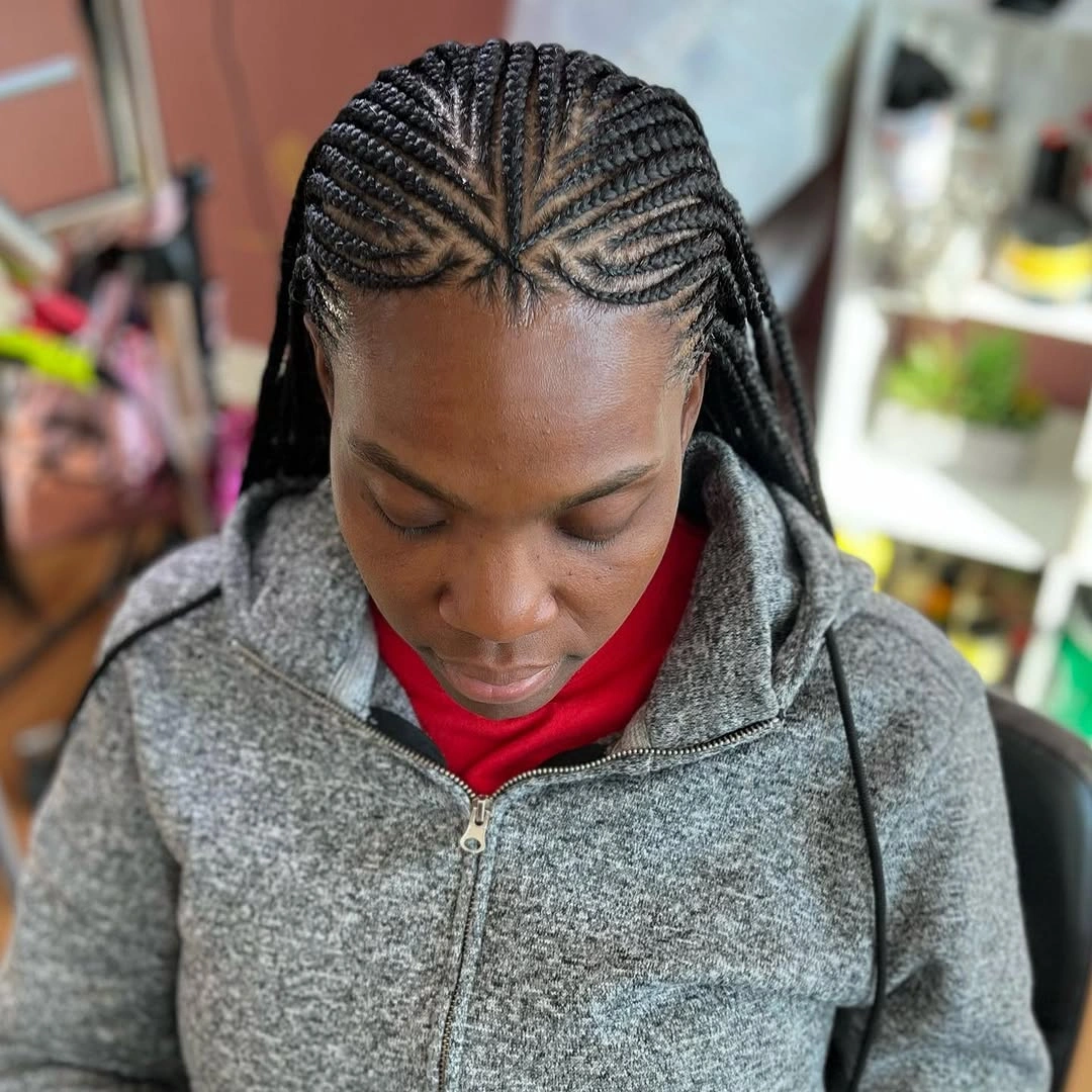 feed in braid hairstyles Symmetrical Crown Feed-In Braids With Radiating Pattern