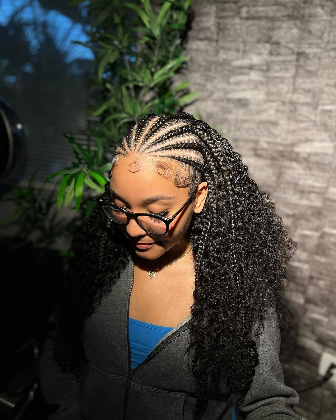 feed in braid hairstyles Classic Feed-In Braids Paired With Full Curly Length