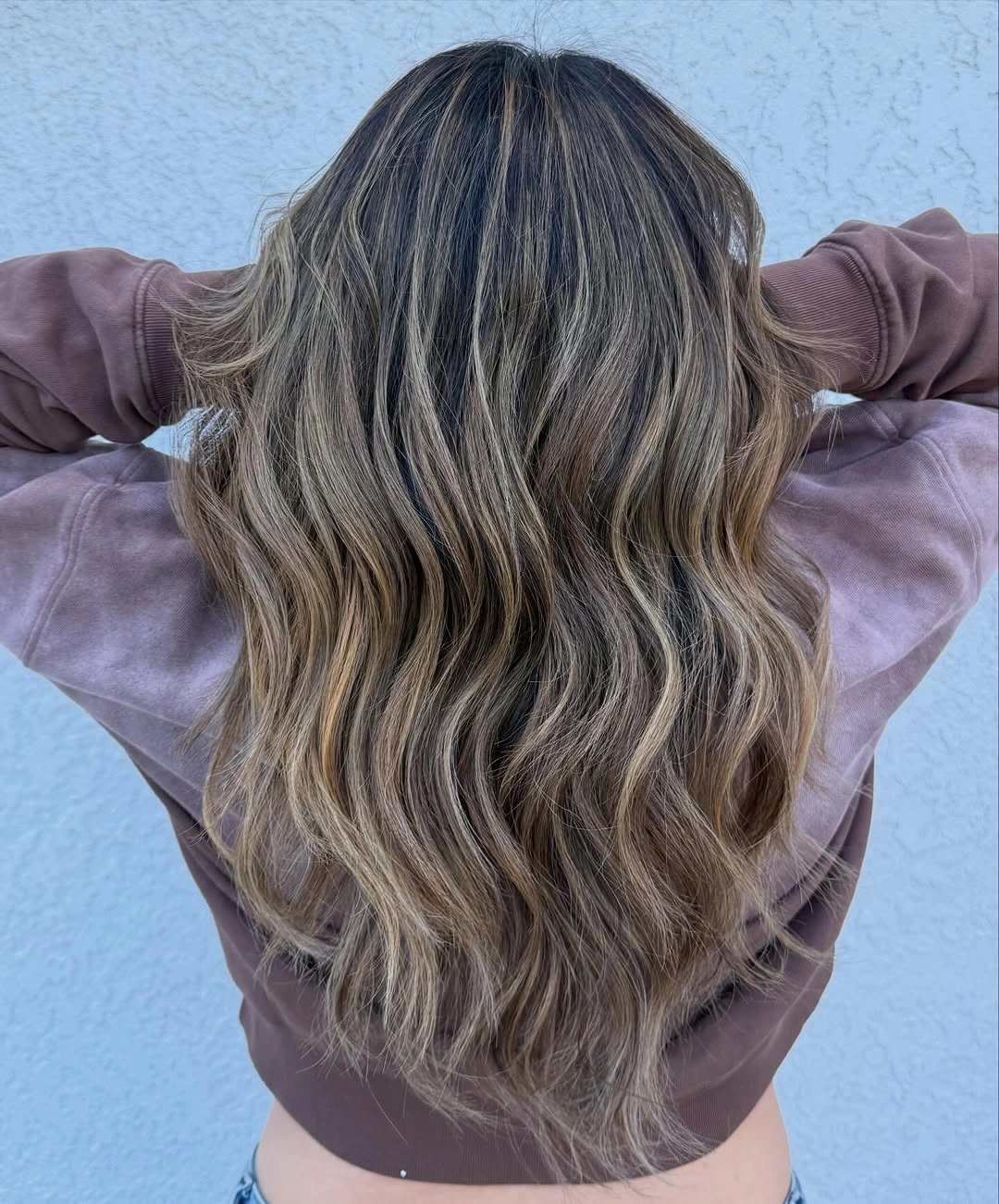 full head babylights blonde on brown hair Dimensional Mushroom Brunette Waves With Cool Blonde Threads