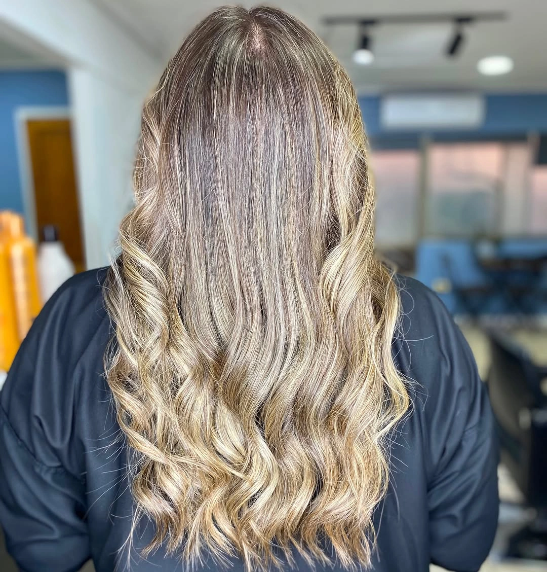 full head babylights blonde on brown hair Soft Ribbon Curls With Golden Blonde Babylights