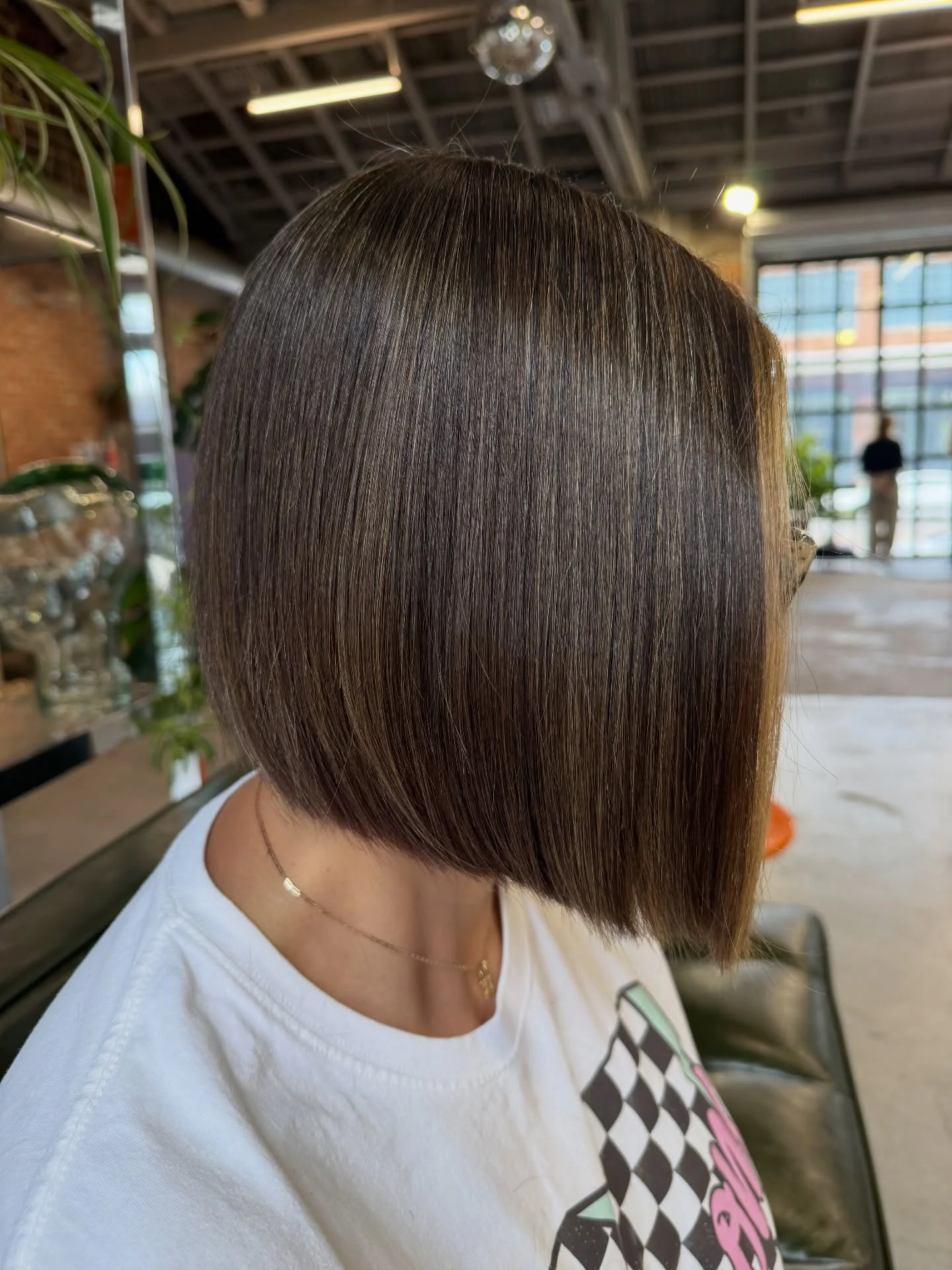 full head babylights blonde on brown hair Precision Straight Bob With Invisible Babylights