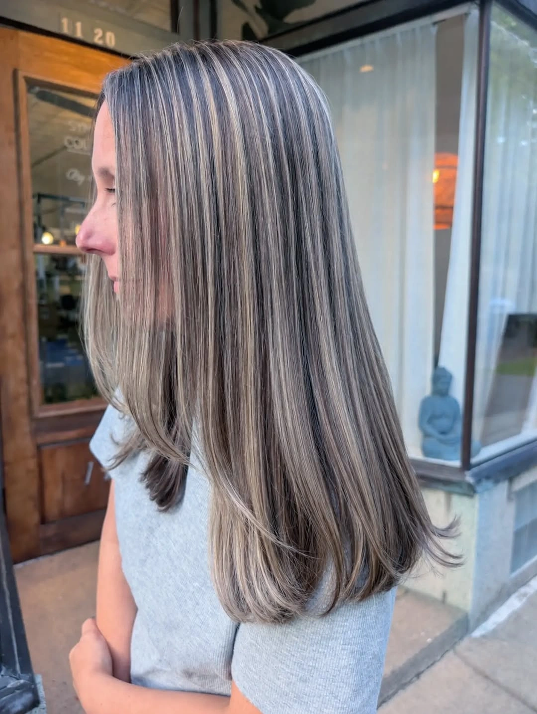 full head babylights blonde on brown hair Silky Straight Babylights With Fine Blonde Veils