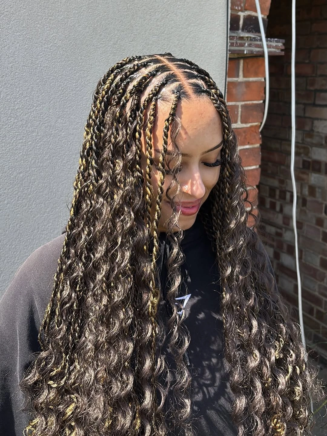 goddess braid Classic Knotless Goddess Braids with Soft Olive Highlights