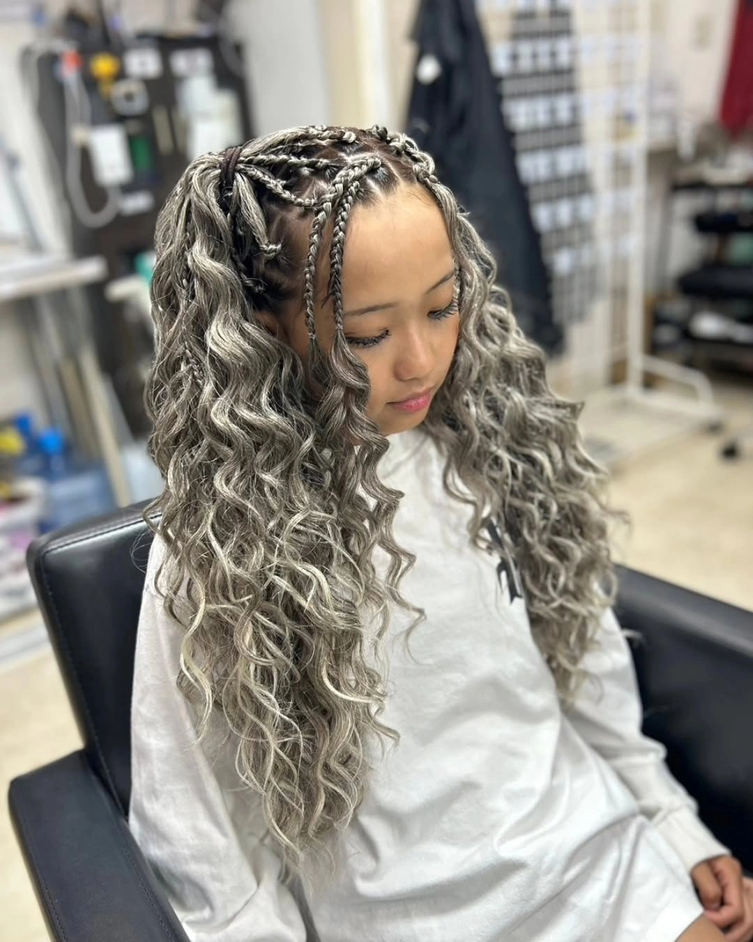 goddess braid Silver Goddess Braids with Playful Twin Ponytails