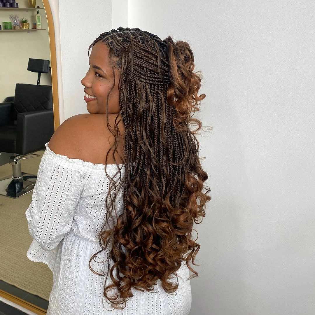 goddess braid Half-Up Goddess Braids with Rich Chocolate Curls