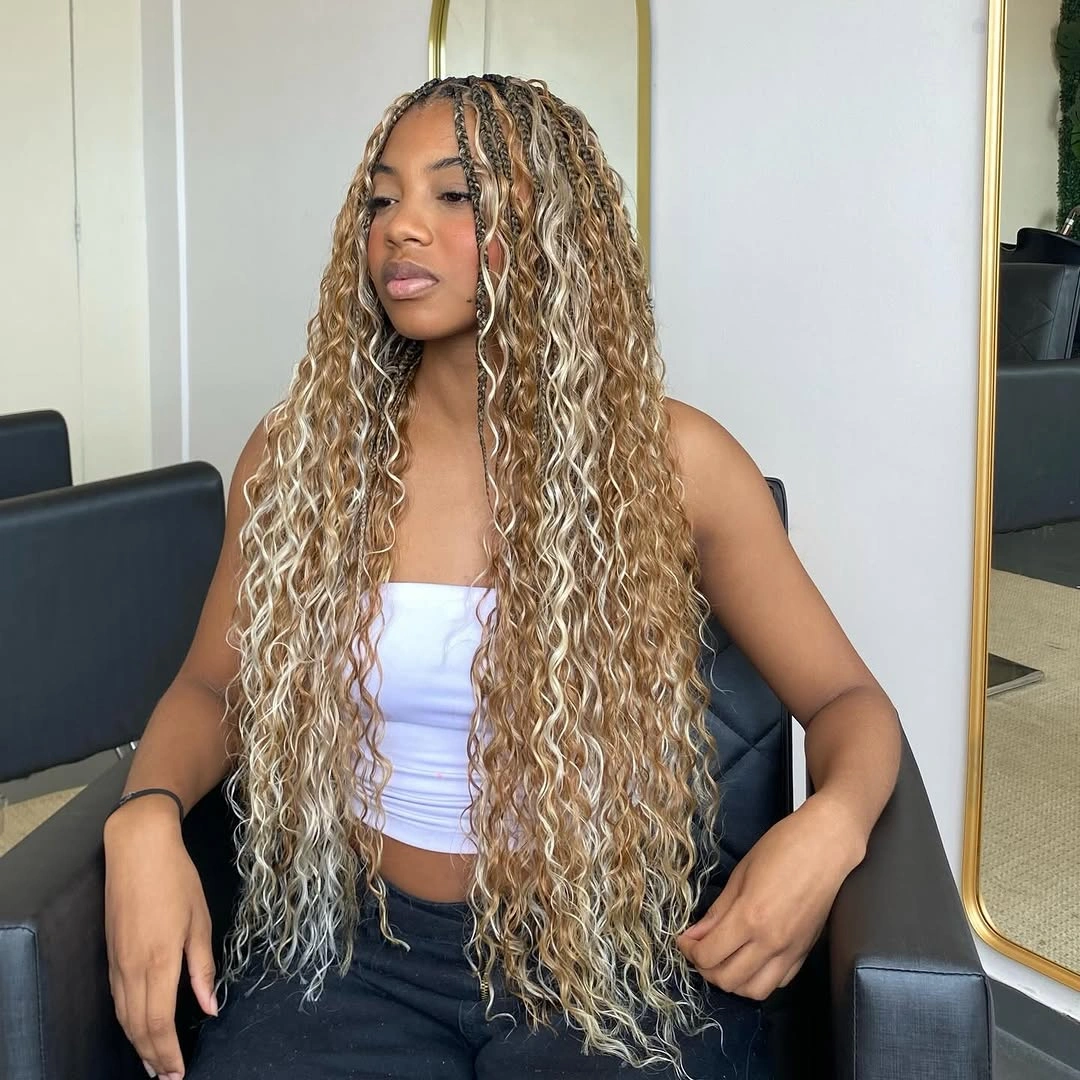 goddess braid Honey Blonde Goddess Braids with Full Boho Texture