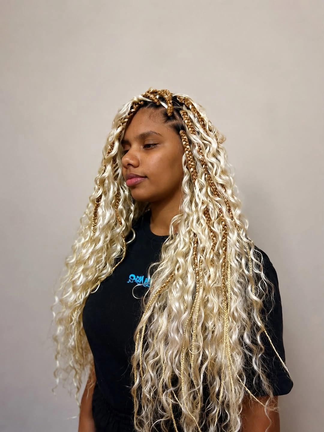 goddess braid Platinum Goddess Braids with Statement Contrast