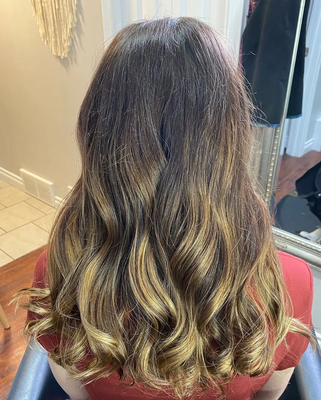 hair lowlights color ideas and inspiration Dark Hair With Golden Ends And Shadowed Roots