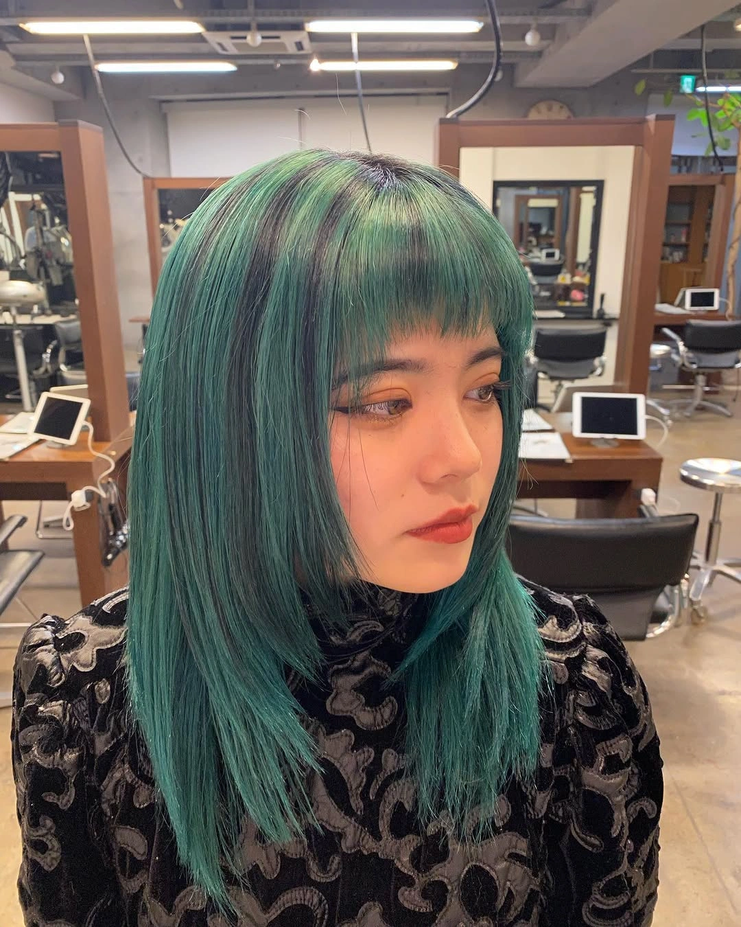 hair lowlights color ideas and inspiration Teal And Blue Short Hair With Dark Crown