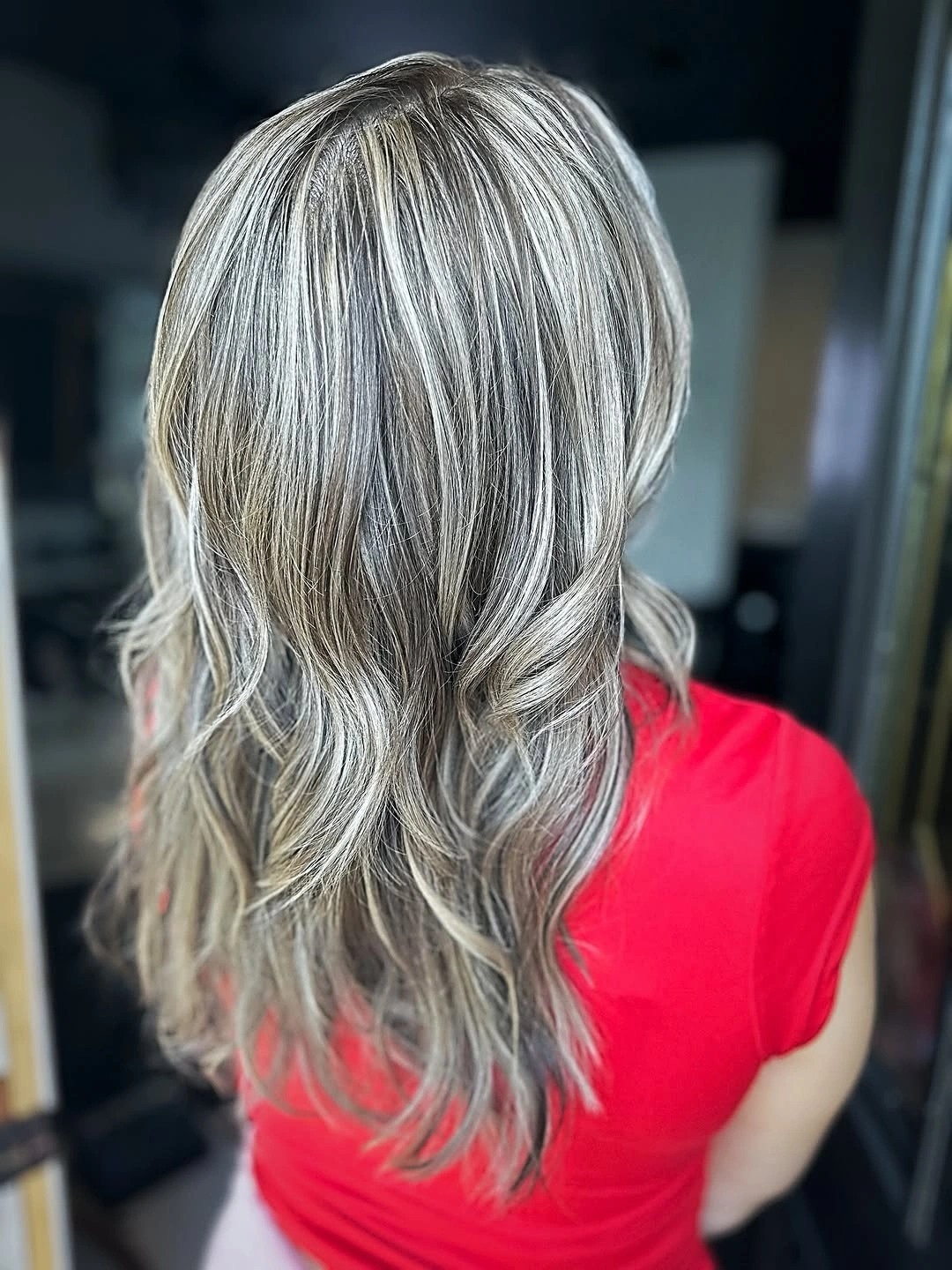 hair lowlights color ideas and inspiration Cool Blonde Layers With Smoky Grey Lowlights
