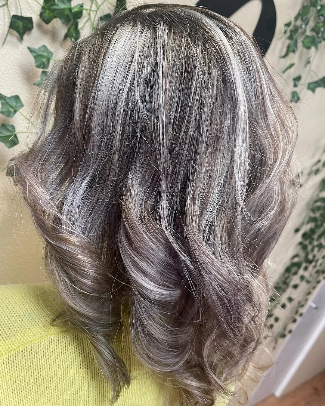 hair lowlights color ideas and inspiration Silver Blonde Layers With Smoky Lowlights