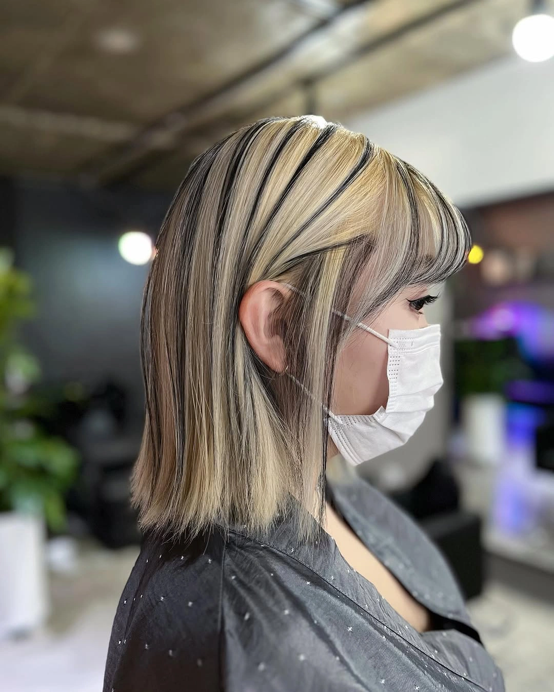 hair lowlights color ideas and inspiration Short Blonde Bob With Dark Underlayers