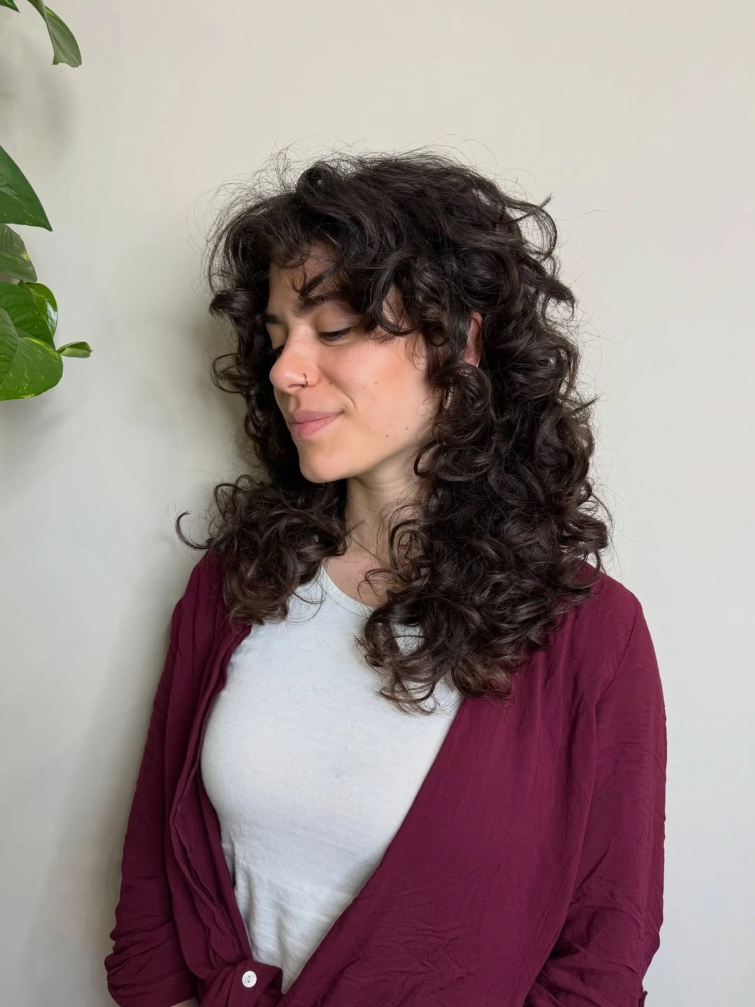 heatless curls hairstyle Voluminous Romantic Curls With Airy Layers and Soft Fringe