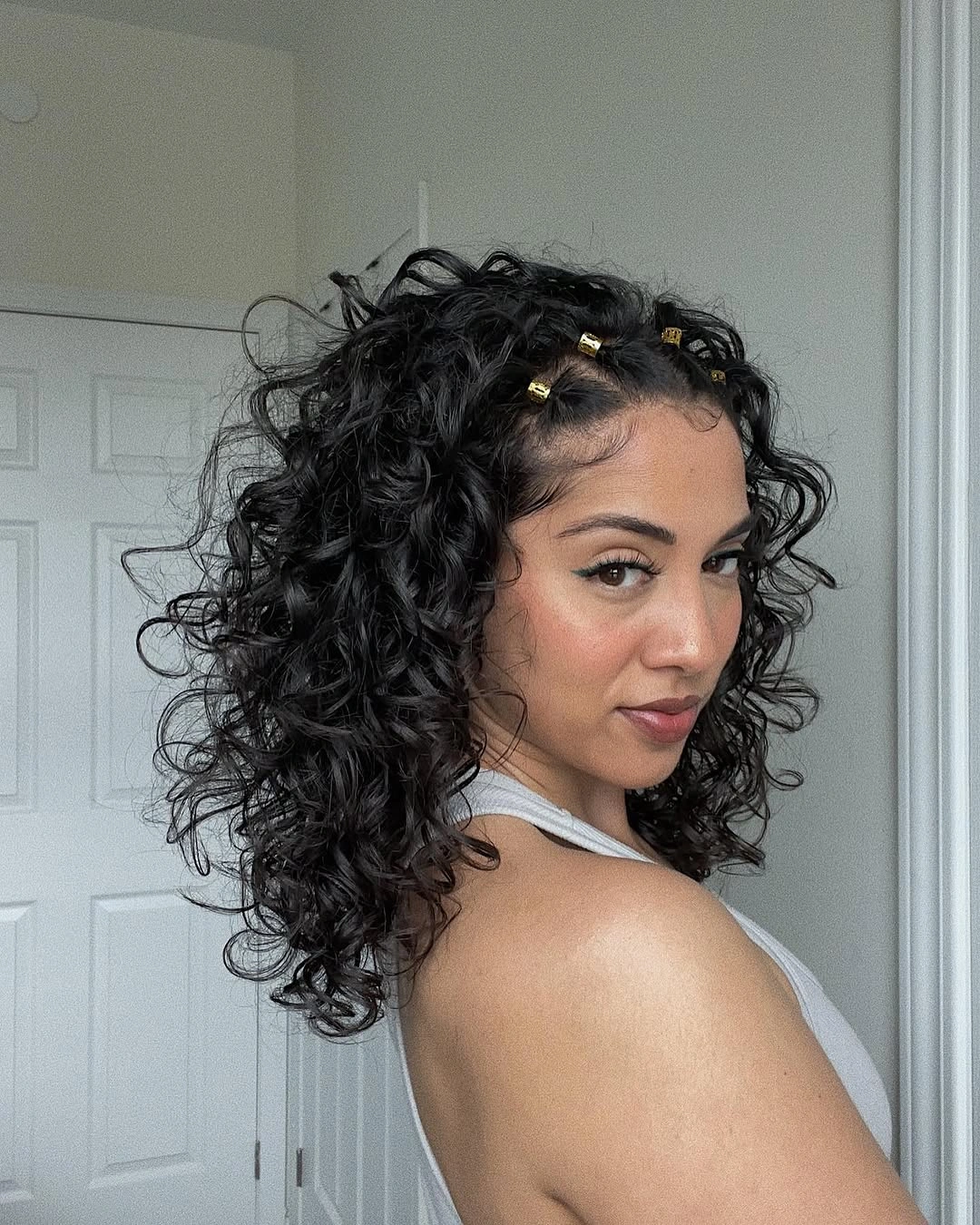 heatless curls hairstyle Defined Shoulder-Length Curls With Decorative Accent Braids
