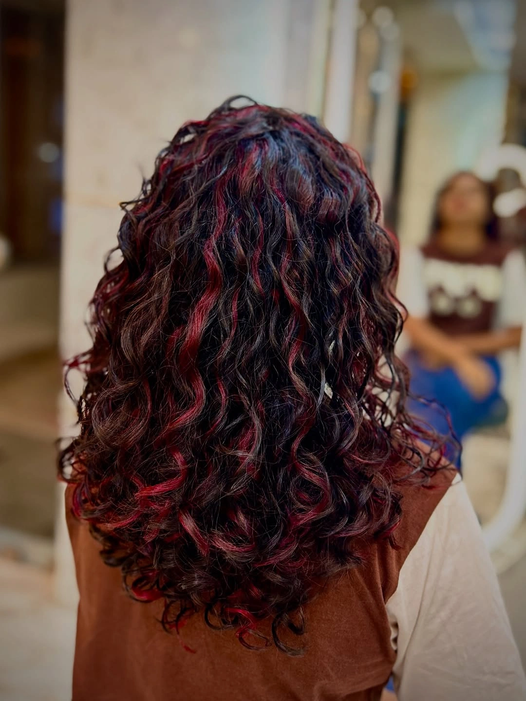 heatless curls hairstyle Long Dark Curls With Burgundy Highlights for Bold Dimension