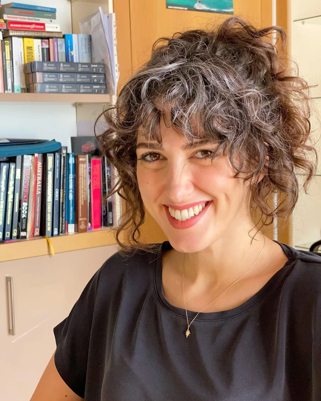 heatless curls hairstyle Relaxed Curly Updo With Wispy Bangs for Busy Days