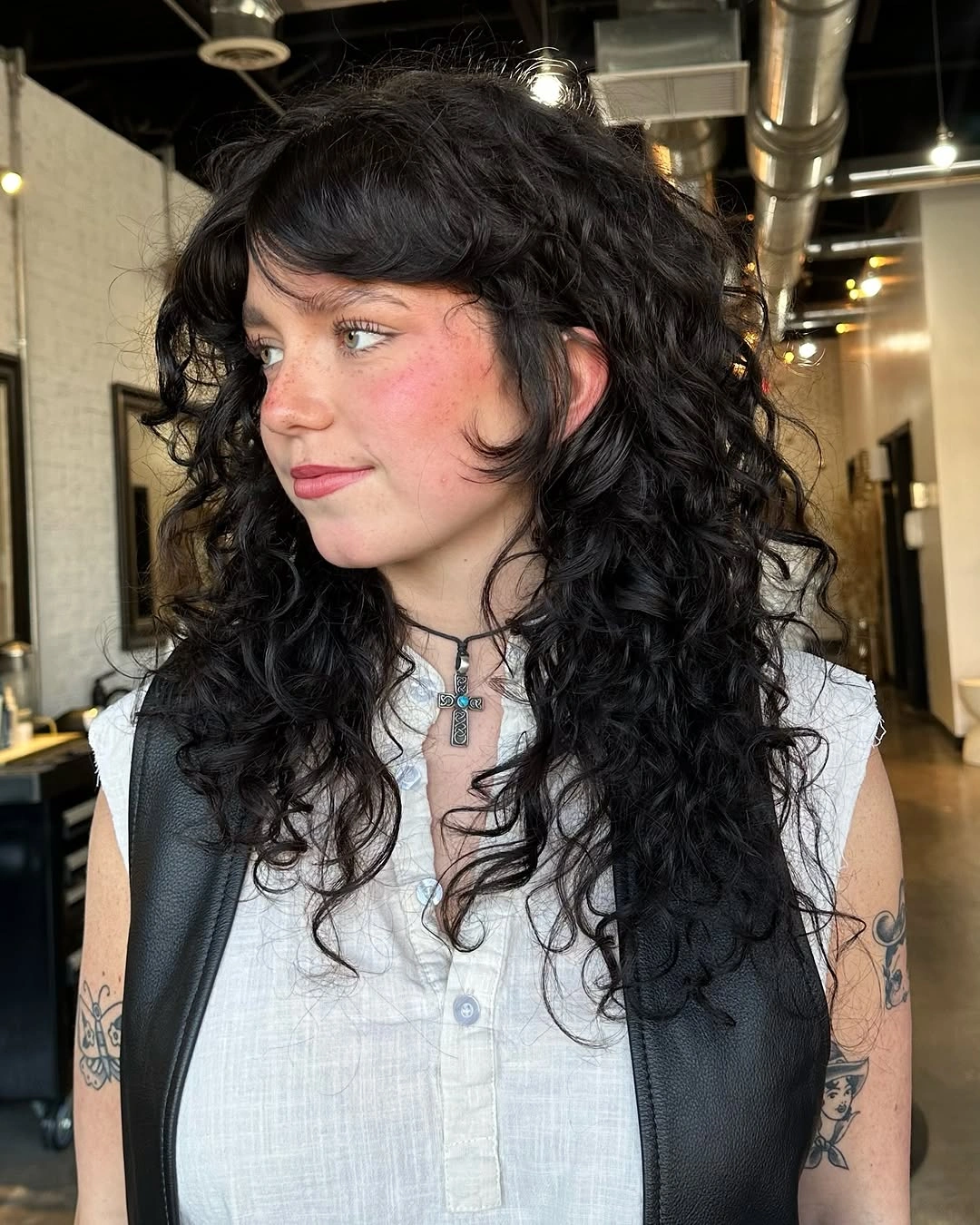 heatless curls hairstyle Defined Midnight Curls With Wispy Fringe for Bold Texture
