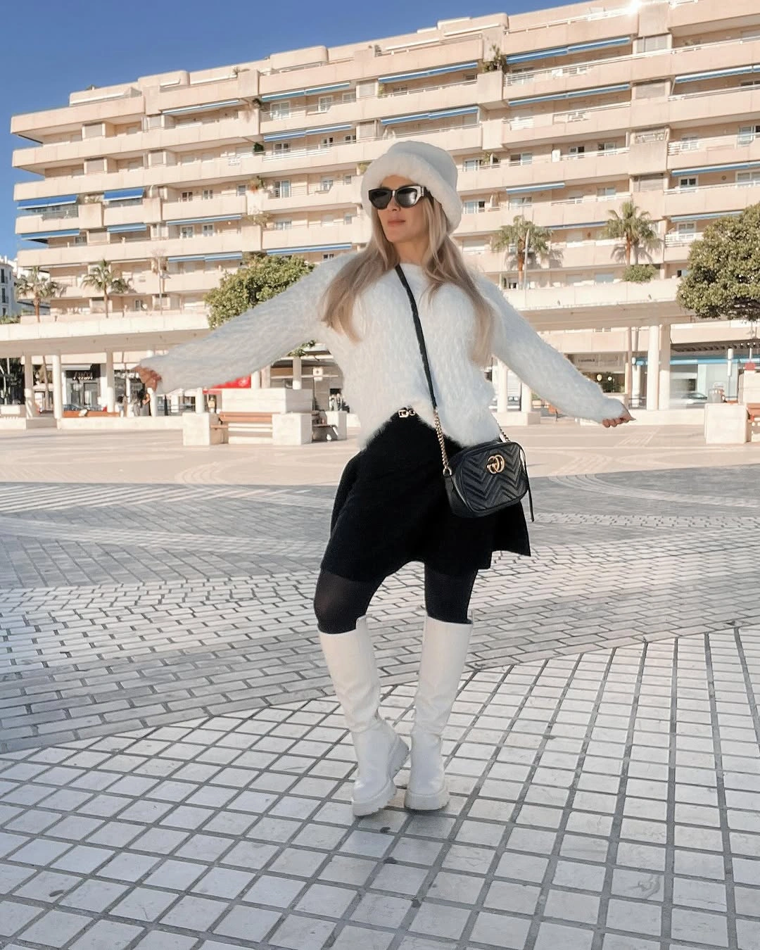 knit skirt outfits fall 2026 Black and White Knit Styling With a Modern Winter Twist