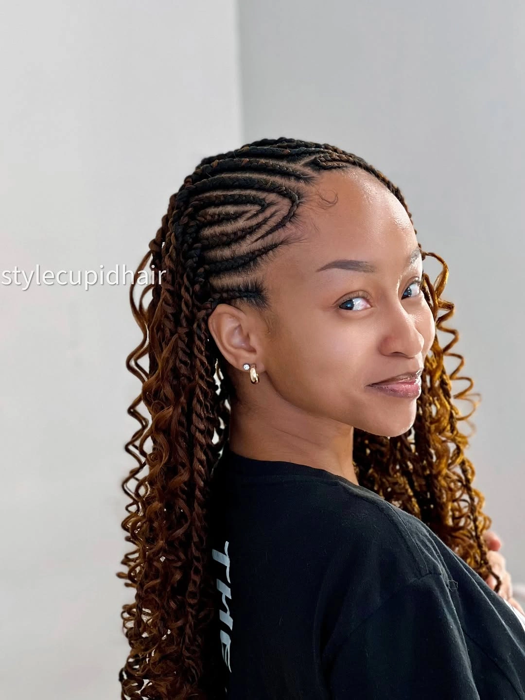 lemonade braid hairstyle Curly Lemonade Braids With Sculpted Swirl Details