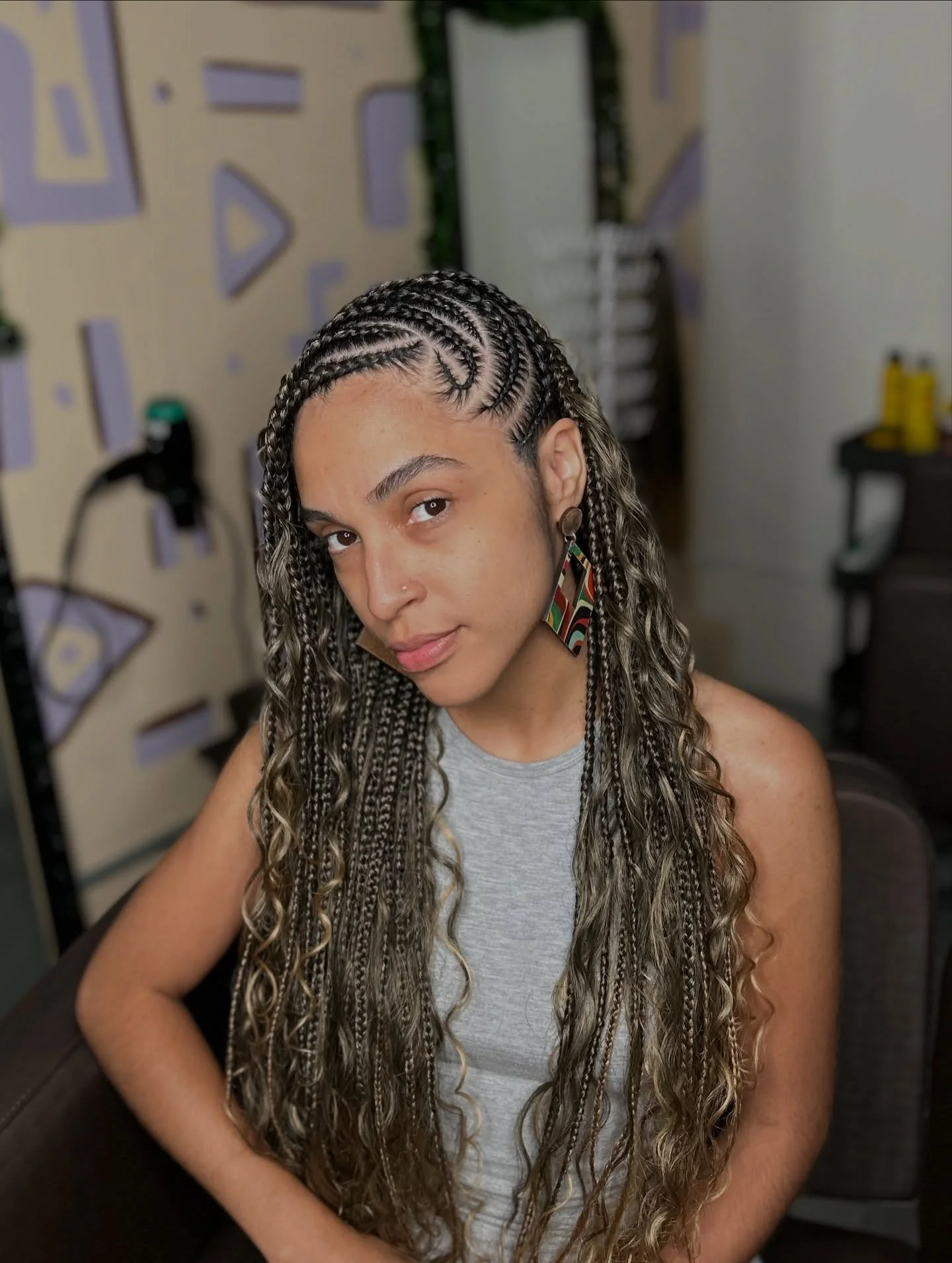 lemonade braid hairstyle Ash Blonde Lemonade Braids With Soft Curly Ends