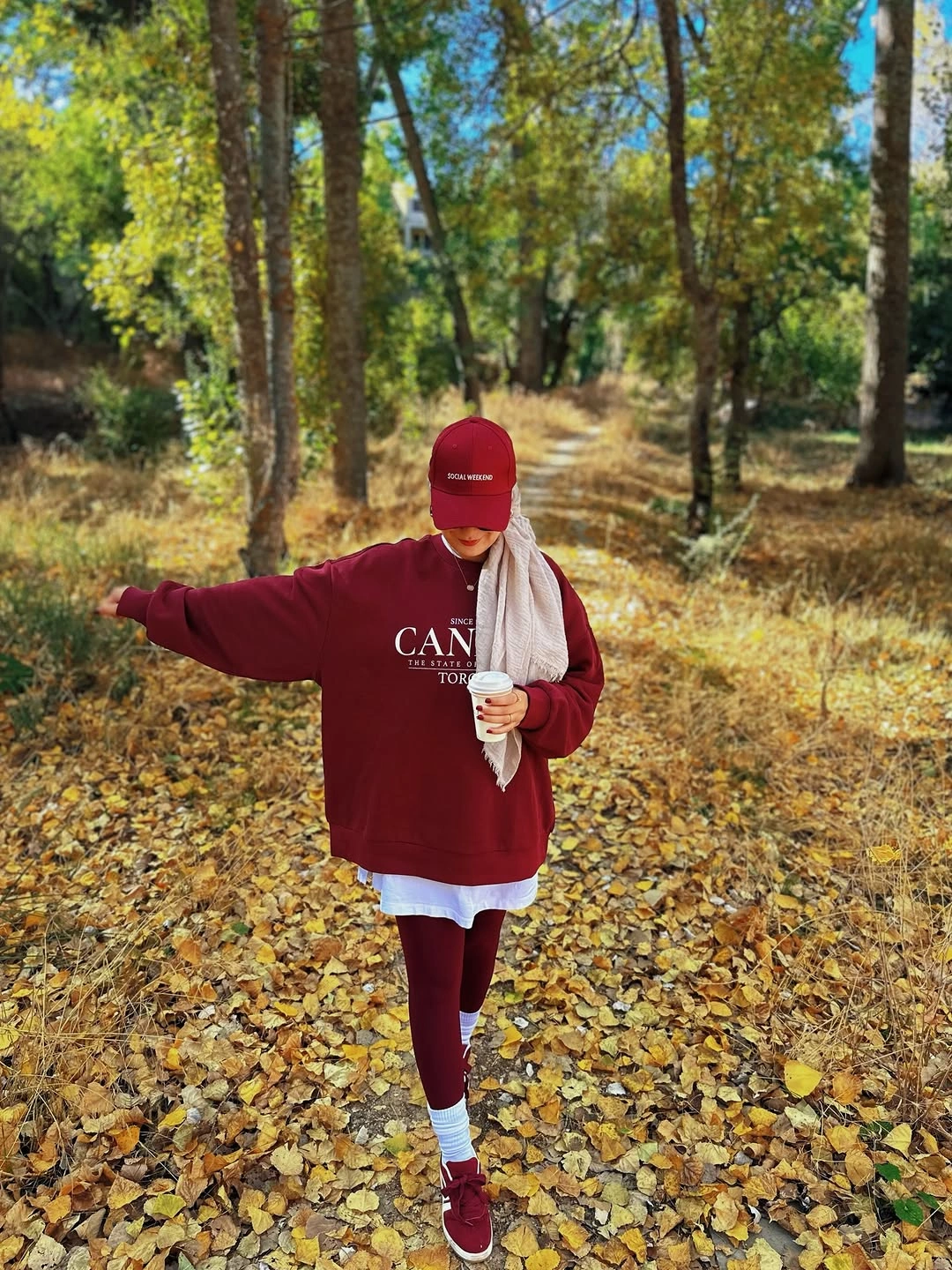modest fall outfits 2026 Sporty Burgundy Looks Perfect for Crisp Autumn Adventures