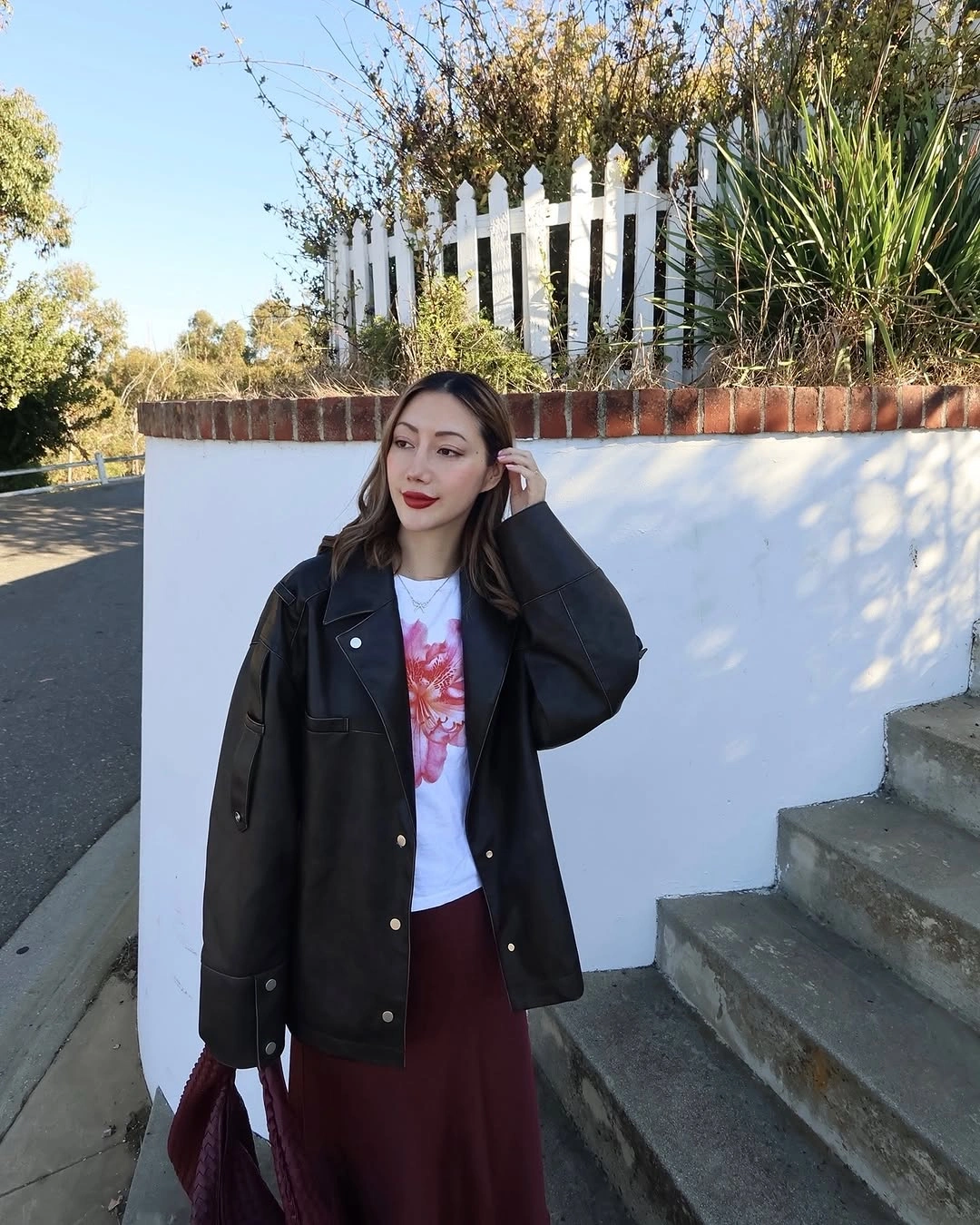 modest fall outfits 2026 Rich Burgundy and Leather Layers That Elevate Everyday Fall Style