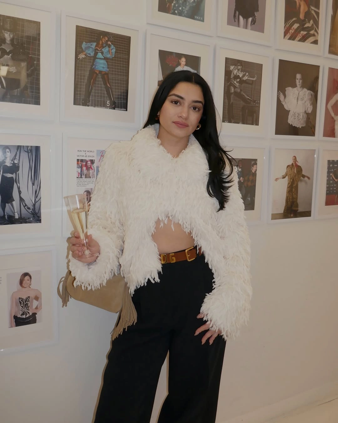 September fashion trends 2026 White Faux Fur Jacket With Black Trousers