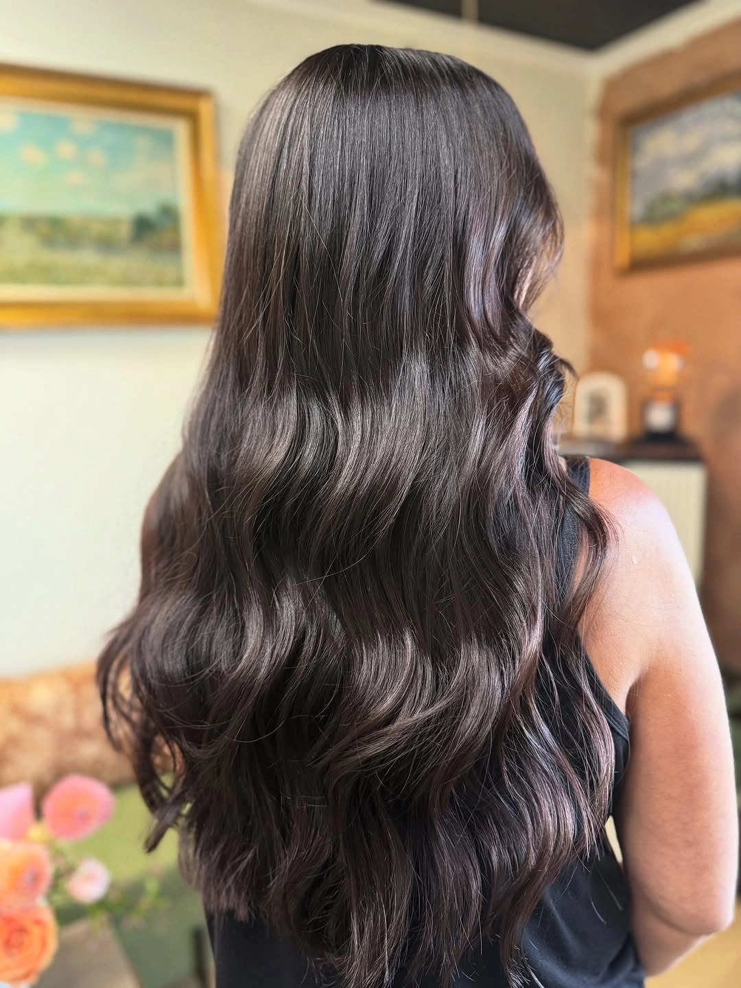 September hairstyles ideas 2026 Deep Brunette Waves With Glossy Length
