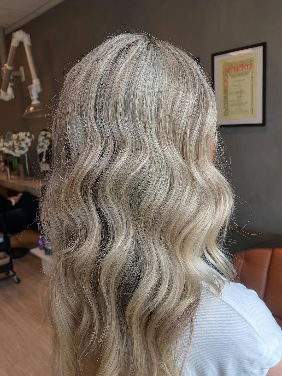 September hairstyles ideas 2026 Silver Blonde Waves With Dark Shadow