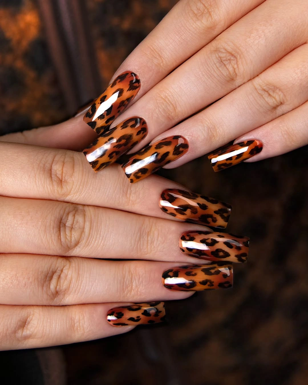September nail designs 2026 Long Leopard Print Square Nails