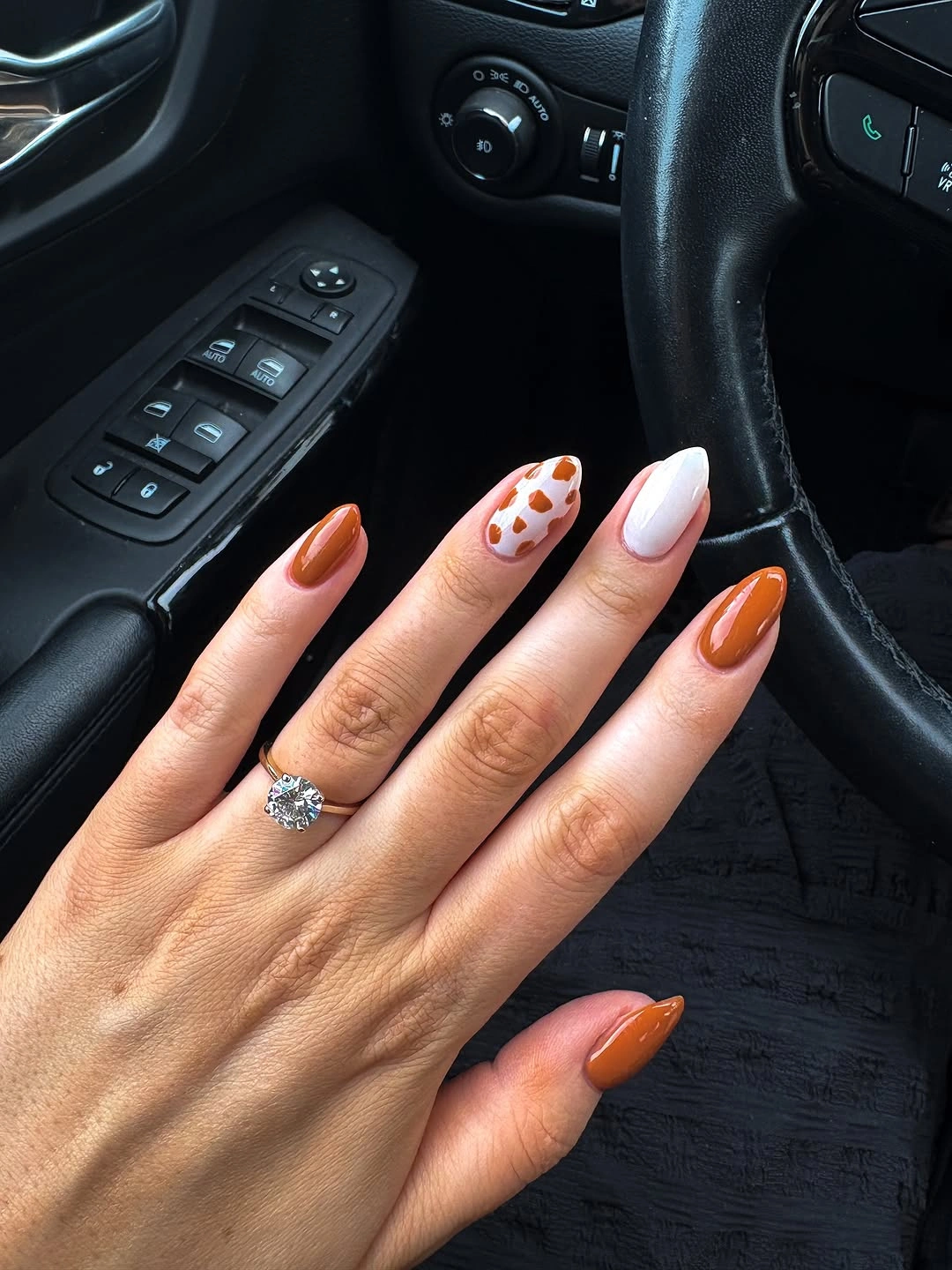 September nail designs 2026 Orange White And Brown Mixed Fall Nails