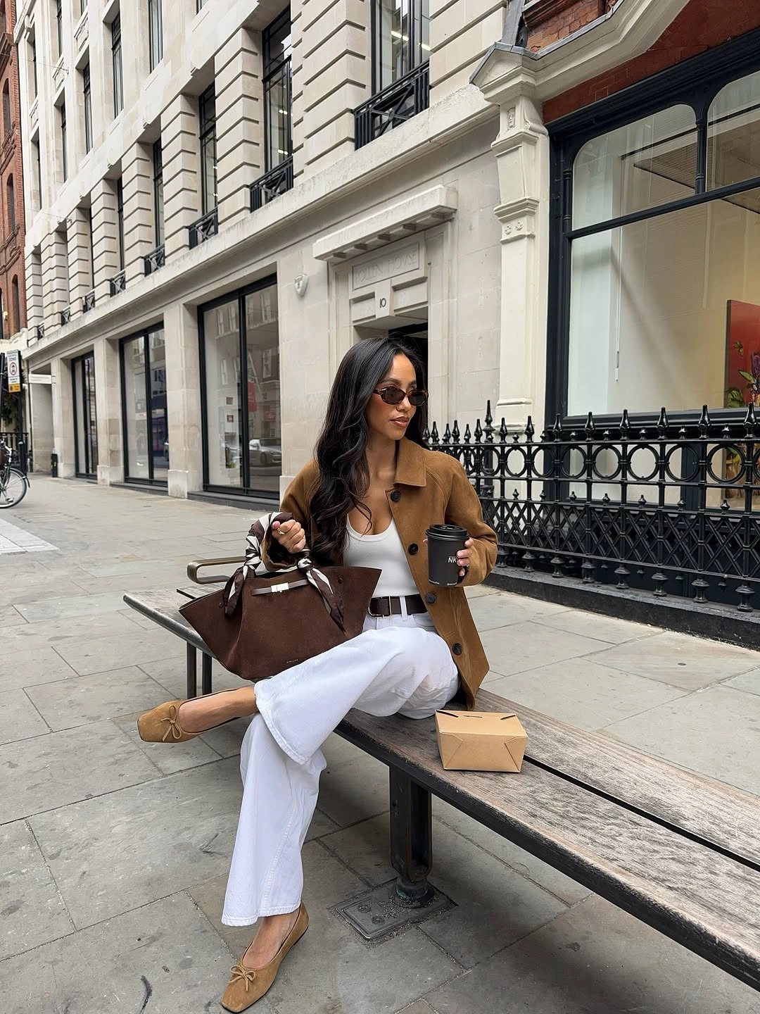 September outfits ideas 2026 Camel Jacket With White Trousers