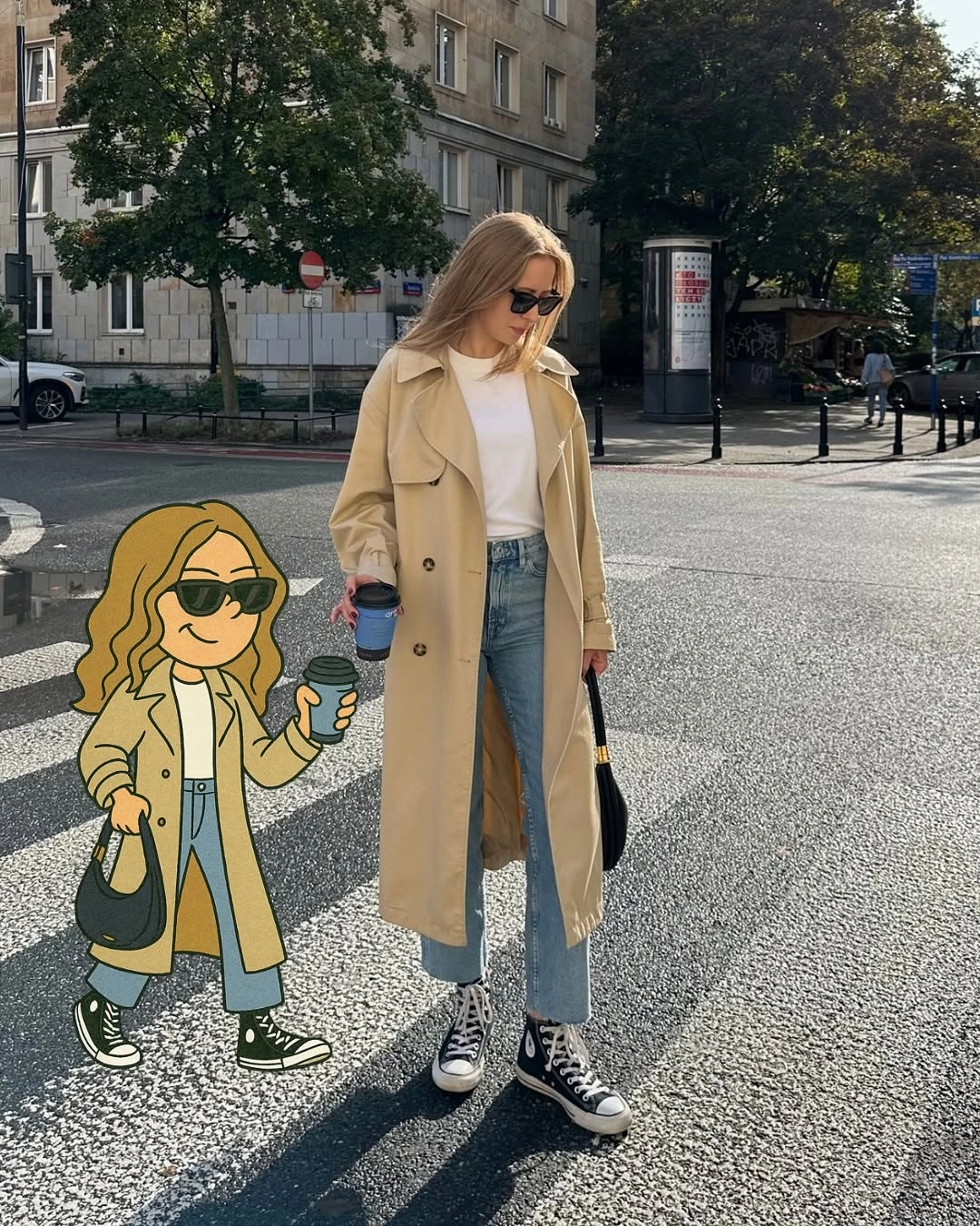 September outfits ideas 2026 Long Trench With Denim And Sneakers