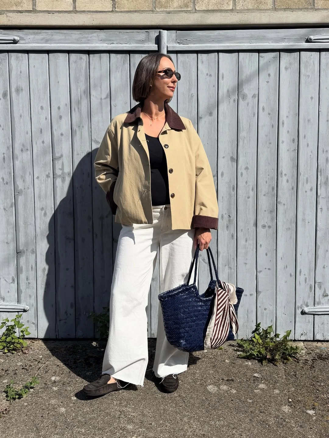 September outfits ideas 2026 Cropped Trench With White Wide Leg Pants