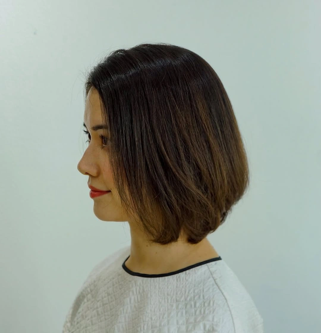 short bobbed hairstyle Classic Straight Bob with Soft Face-Framing Lines