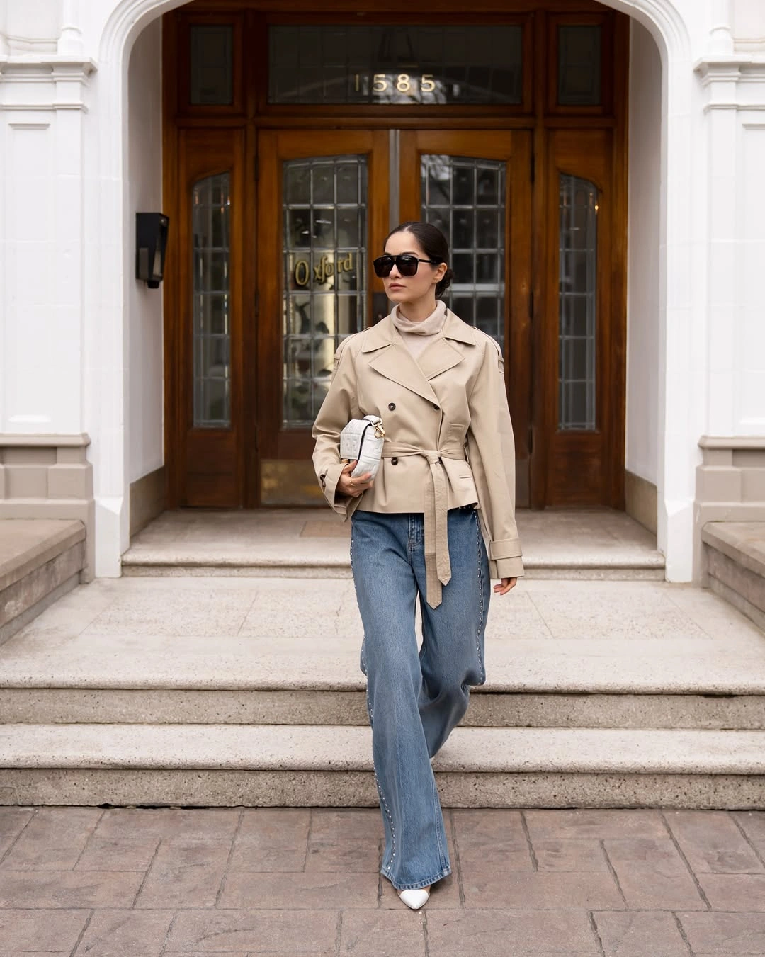 Trench coat fall outfits 2026 Cropped Trench with Wide-Leg Denim That Feels Fresh