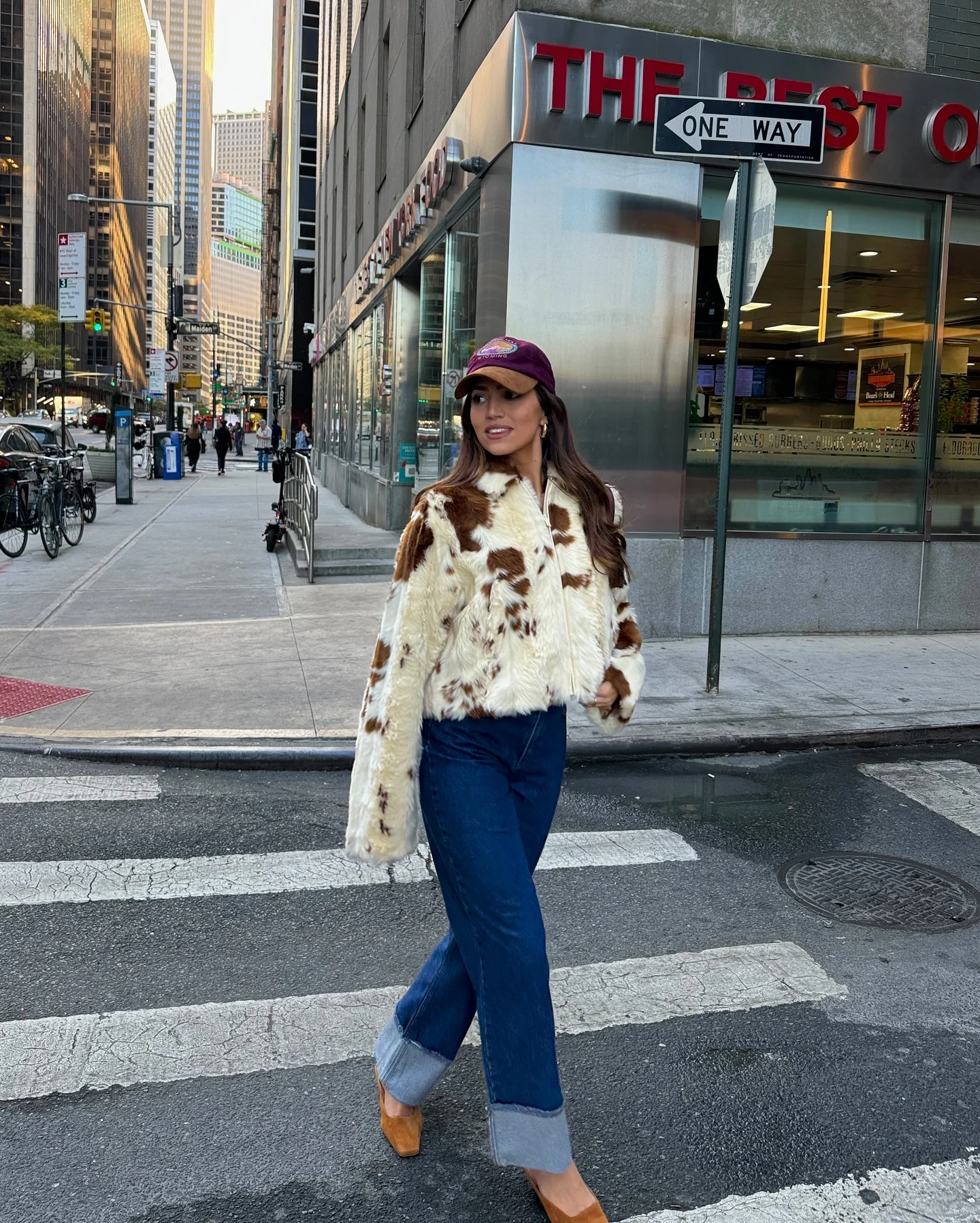 wide leg jeans outfit fall 2026 Cuffed Wide-Leg Jeans With Statement Outerwear