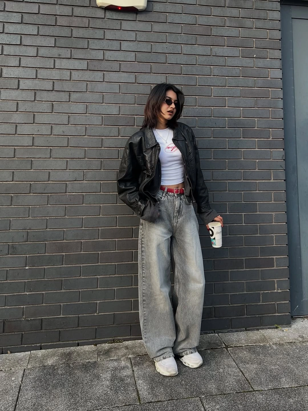 wide leg jeans outfit fall 2026 Leather Jacket Styling For A Modern Going Out Look