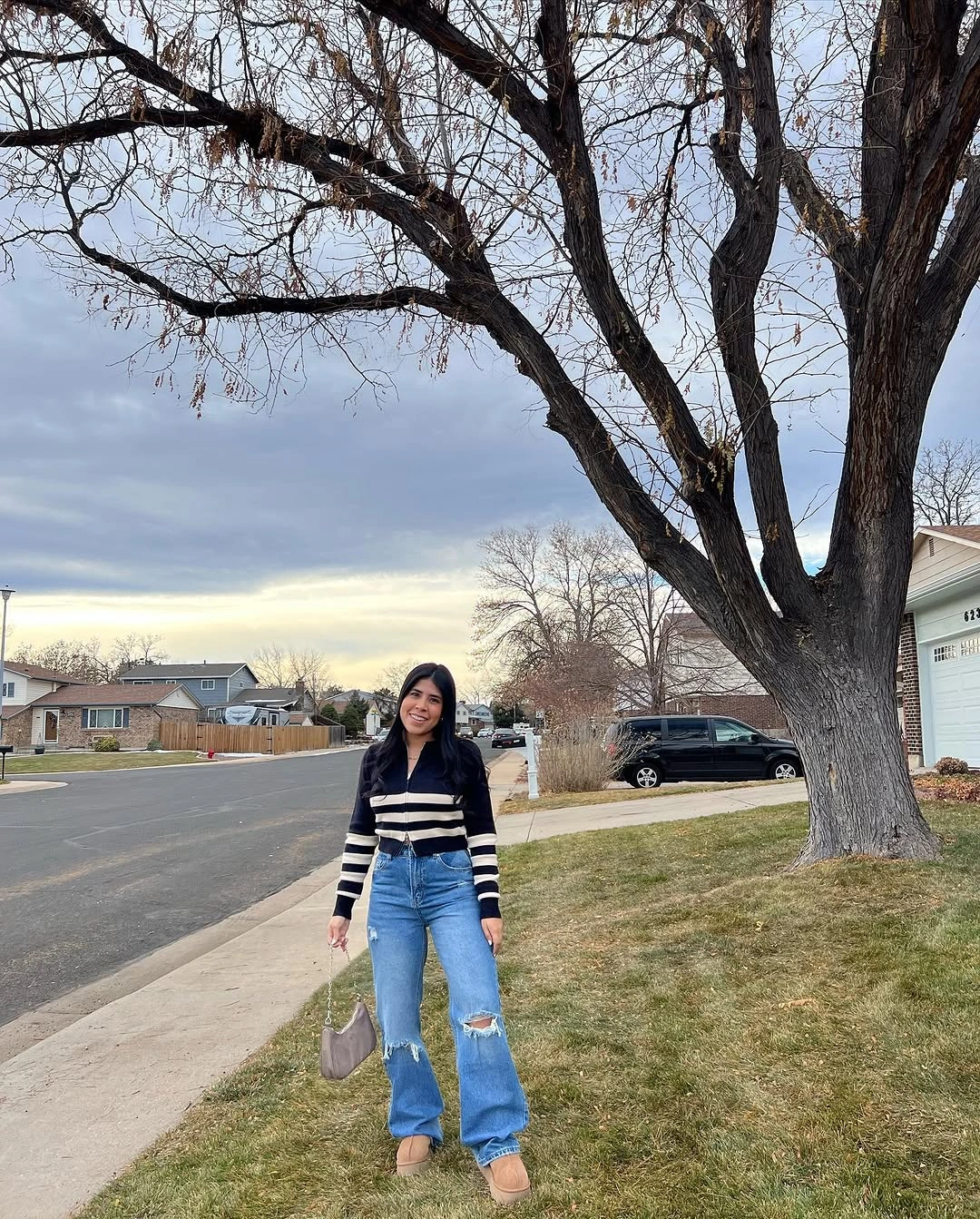 wide leg jeans outfit fall 2026 Striped Knitwear And Relaxed Denim For Cozy Weekend Style