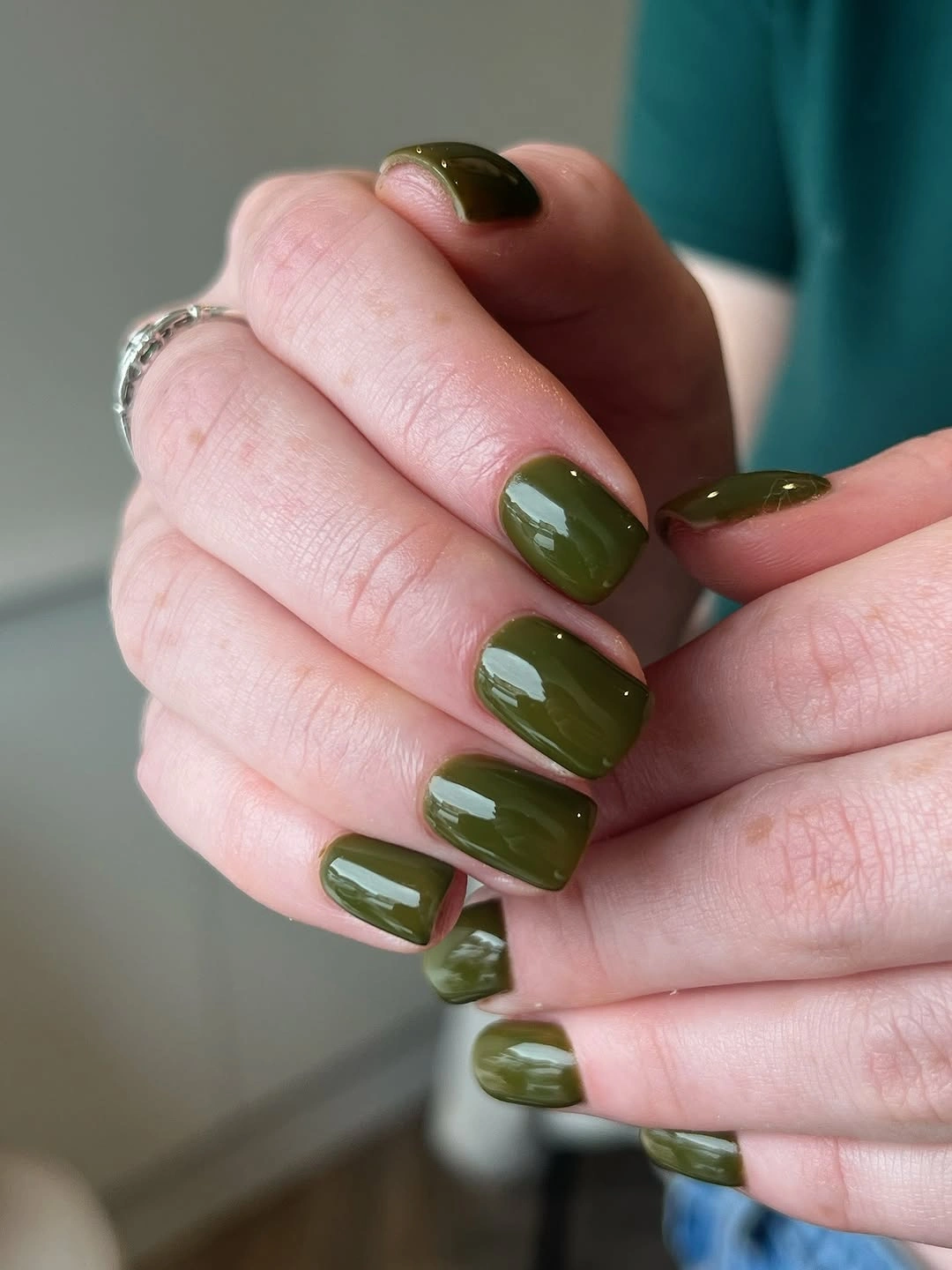 Dark wine square nails with irregular gold reflective flecks