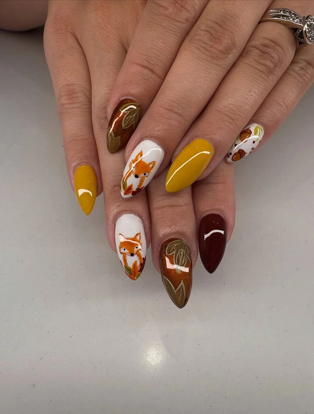 Mustard wine and botanical medium almond fall nails