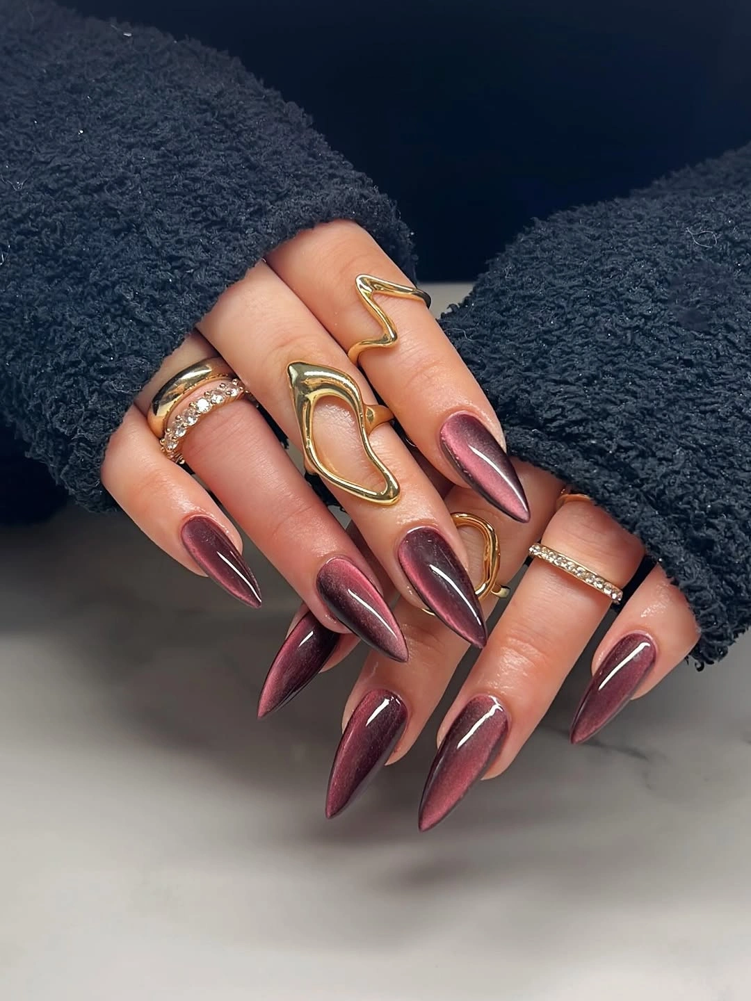 Medium square taupe ivory nails with subtle vertical texture