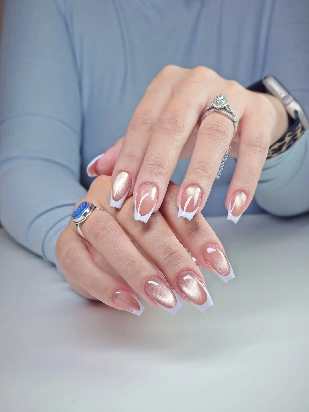 short milky pink white nails with a softly glossy finish