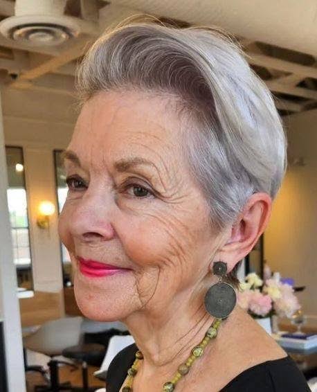 Silver Grey Layered Bob — Winter Hairstyles for Women Over 70